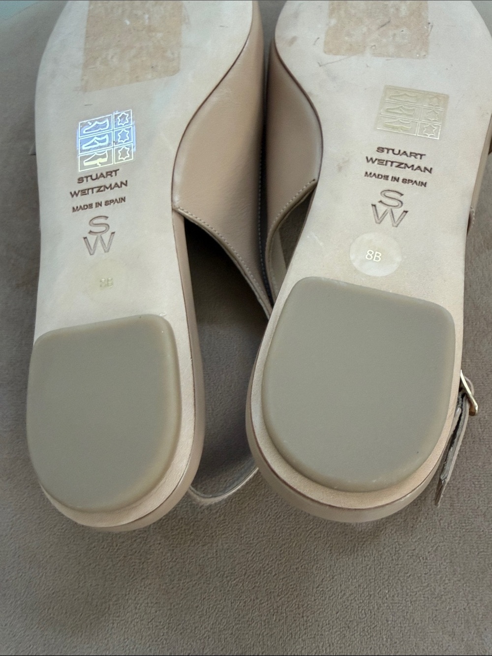 New!! Stuart Weitzman Blush Nude Leather Pointed Slingback Flats - Picture 7 of 9